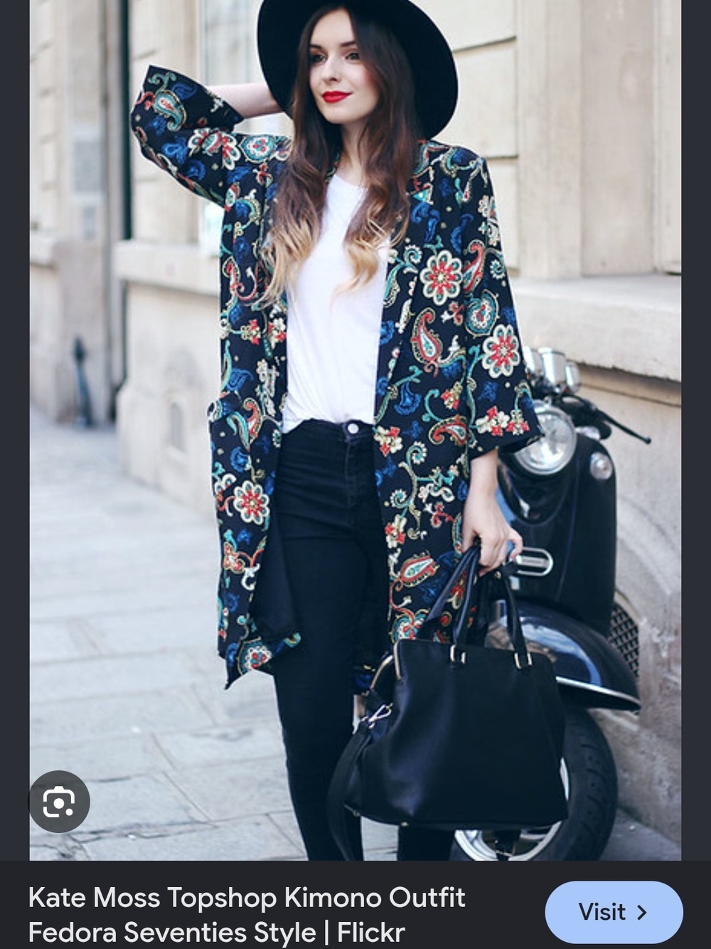 Topshop Black Floral Paisley Kimono Coat